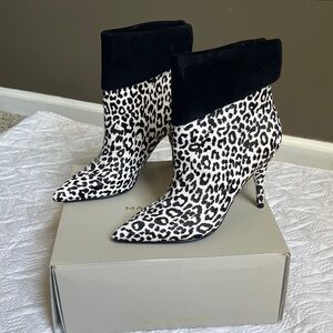 Mark Fisher…. Stylish Black and White Leopard Print Ankle Boots